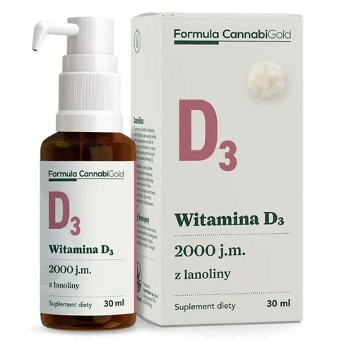 Formula CannabiGold Witamina D3 2000IU z lanoliny 30ml HemPoland