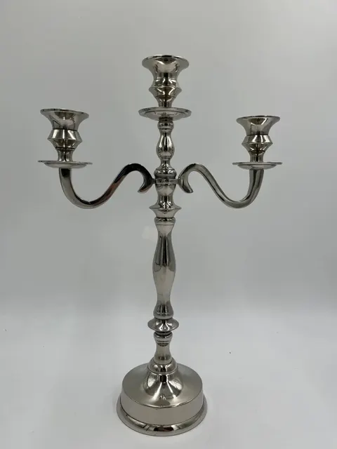 ŚWIECZNIK 3-RAMIENNY 39CM SREBRNY