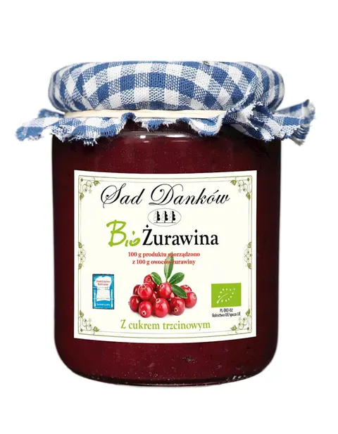 ŻURAWINA Z CUKREM TRZCINOWYM BIO 260 g - SAD DANKÓW