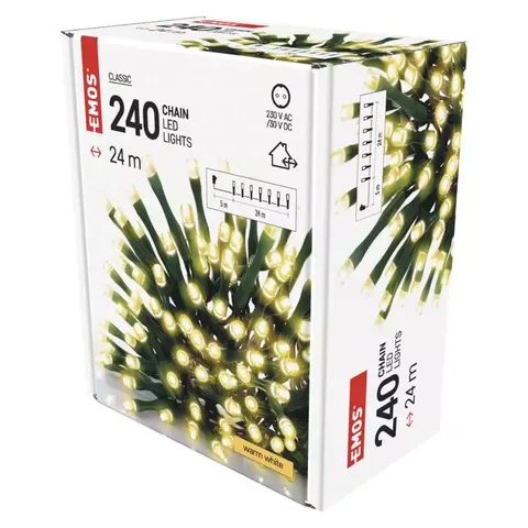 Lampki choinkowe, ciepla biel - 240LED XMAS 24M + Timer - EMOS