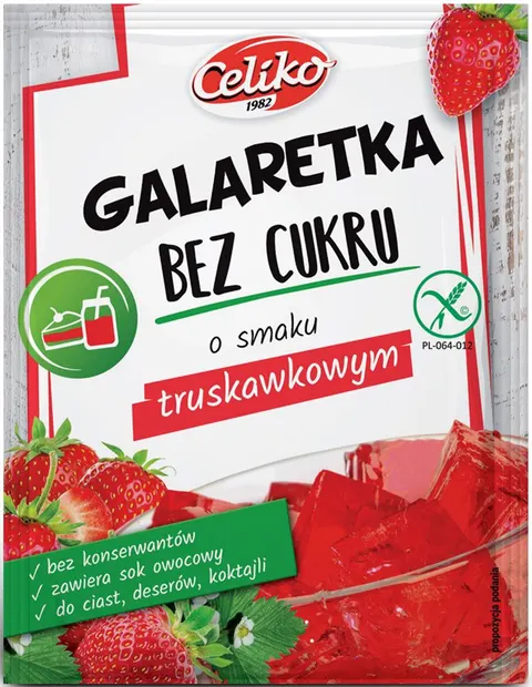 GALARETKA O SMAKU TRUSKAWKOWYM B/C B/G 14 g - CELIKO