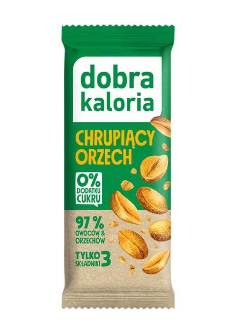 BATON DAKTYLOWY CHRUPIĄCY ORZECH BEZ DODATKU CUKRÓW 35 g - DOBRA KALORIA