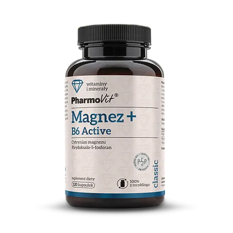 MAGNEZ Z WITAMINĄ B6 ACTIV BEZGLUTENOWY 120 KAPSUŁEK 81,37 g - PHARMOVIT (CLASSIC)