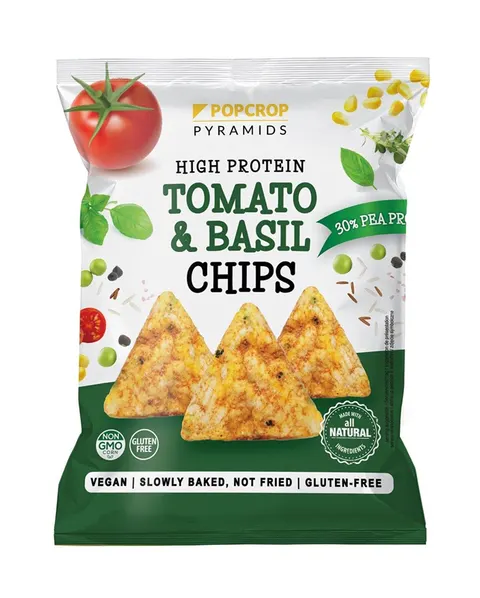 CHRUPKI PIRAMIDKI PROTEINOWE O SMAKU POMIDORA Z BAZYLIĄ 60 g - POPCROP