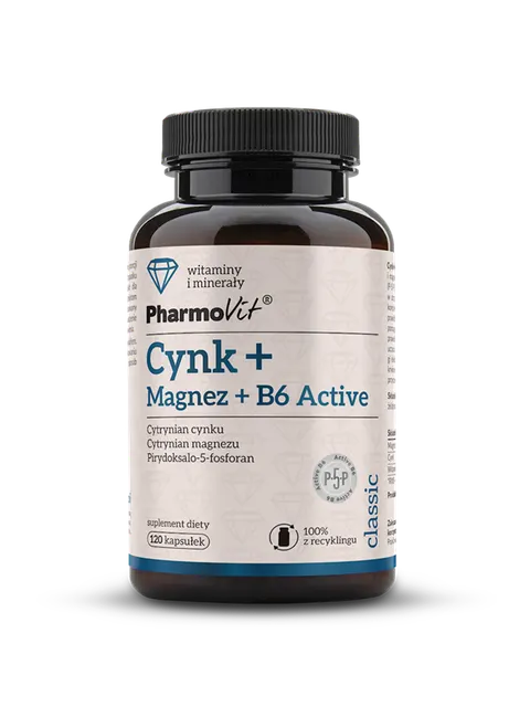 CYNK + MAGNEZ + WITAMINA B6 ACTIVE 120 KAPSUŁEK 83,38 g - PHARMOVIT (CLASSIC)