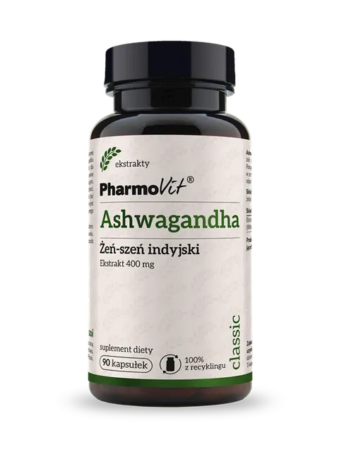 ASHWAGANDHA EKSTRAKT 90 KAPSUŁEK 45 g (400 mg) - PHARMOVIT (CLASSIC)