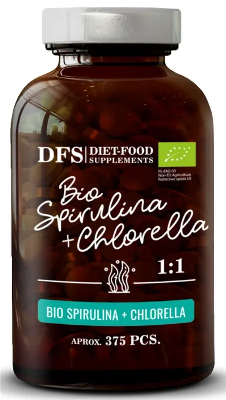 CHLORELLA + SPIRULINA BIO 375 TABLETEK - DIET-FOOD