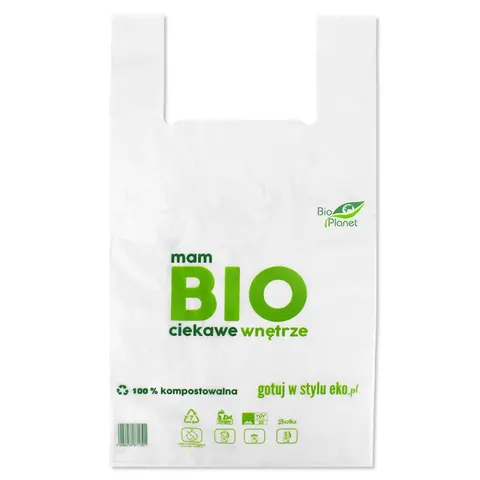 REKLAMÓWKA KOMPOSTOWALNA Z LOGO BIO PLANET (60 cm x 35 cm x 8,5 cm)