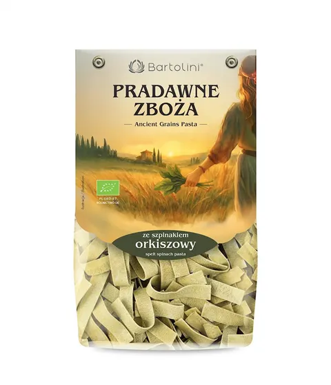 Makaron Orkiszowy ze Szpinakiem Wstążka Pappardelle Bio 250g - Bartolini