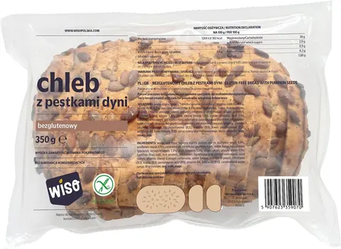 CHLEB Z PESTKAMI DYNI BEZGLUTENOWY 350 g - WISO