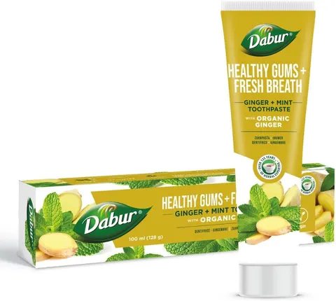 PASTA DO ZĘBÓW ŚWIEŻY ODDECH Z IMBIREM I MIĘTĄ BEZ FLUORU 100 ml - DABUR
