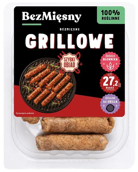 KIEŁBASKI GRILLOWE ROŚLINNE 160 g - BEZMIĘSNY