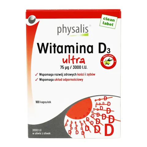 WITAMINA D3 ULTRA 75 µg (3000 j.m) 100 KAPSUŁEK - PHYSALIS