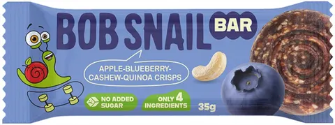 BATON JABŁKO - BORÓWKA - ORZECHY NERKOWCA BEZ DODATKU CUKRÓW 35 g - BOB SNAIL