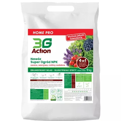 NAWÓZ DO OWOCÓW, WARZYW, ROŚLIN OZDOBNYCH 4w1 ECO 9 kg - 3G ACTION