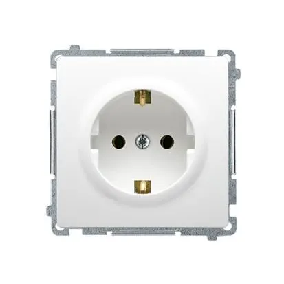 BASIC Gniazdo wtyczkowe z uziemieniem Schuko (moduł), 16A, 250V~, zaciski śrubowe; białe