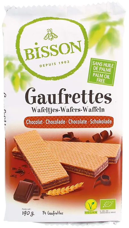 WAFELKI Z KREMEM CZEKOLADOWYM BIO 190 g - BISSON