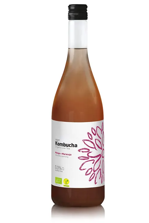 KOMBUCHA Z MANGO I MARAKUJĄ BEZGLUTENOWA BIO 750 ml - VIGO