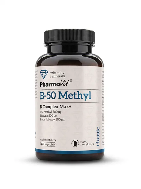 WITAMINA B-50 METHYL B-COMPLEX MAX+ BEZGLUTENOWA 120 KAPSUŁEK - PHARMOVIT (CLASSIC)