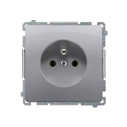 BASIC Gniazdo wtyczkowe z uziemieniem (moduł), z przesłonami torów prądowych, 16A, 250V~, zaciski śrubowe; stal inox