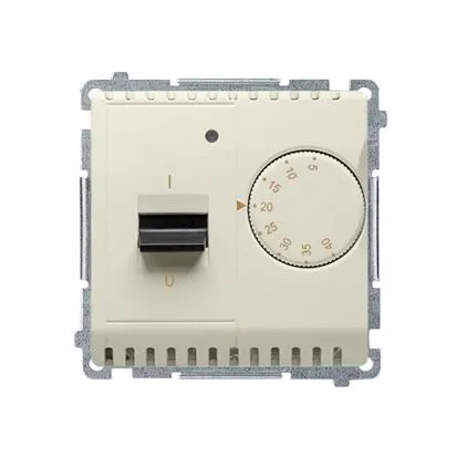 BASIC Regulator temperatury z czujnikiem wewnętrznym, 16A, 230V~. Montaż gniazda na wkręty do puszki; beż