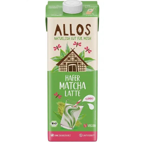 NAPÓJ OWSIANY MATCHA LATTE BEZ DODATKU CUKRÓW BIO 1 L - ALLOS