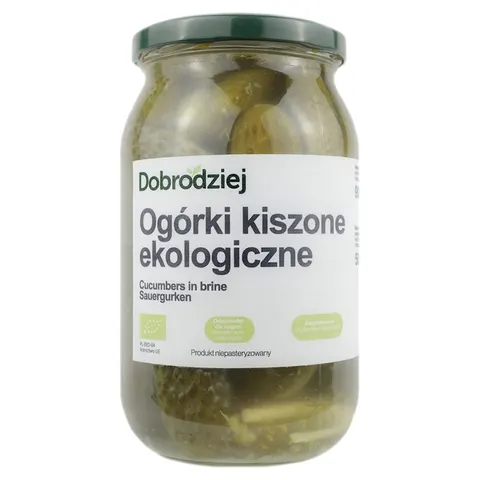 OGÓRKI KISZONE BEZGLUTENOWE BIO 900 g (500 g) - DOBRODZIEJ