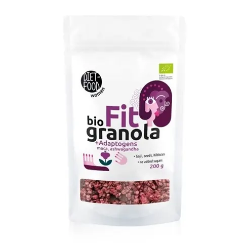 GRANOLA FIT Z ADAPTOGENAMI BEZ DODATKU CUKRÓW BIO 200 g - DIET-FOOD
