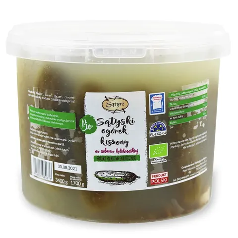 OGÓRKI MAŁOSOLNE SĄTYSKIE BIO 3,4 kg (1,7 kg) (WIADERKO) - SĄTYRZ