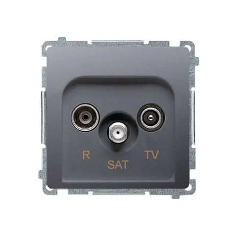 SIMON BASIC Gniazdo antenowe R-TV-SAT przelotowe, moduł, stal inox; BMZAR-SAT10/P.01/21