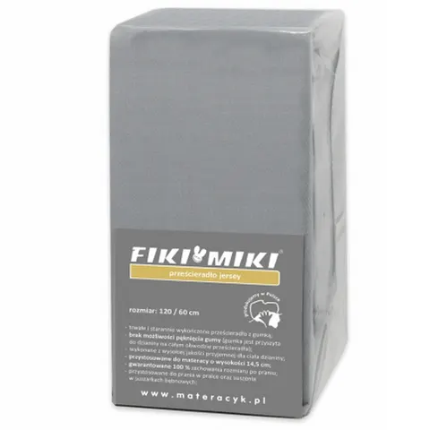 FIKI MIKI PRZEŚCIERADŁO BAWEŁNIANE JERSEY 120X60 SZARE