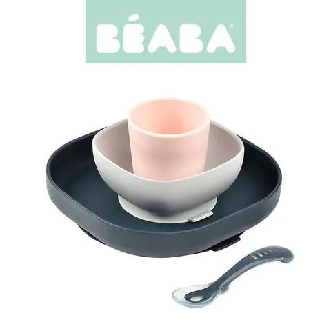 Zestaw Naczynia dla Niemowląt Silikonowych Dark Blue / Beaba