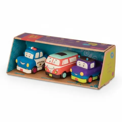 B.TOYS ZESTAW 3 MIĘKKICH AUTEK Z NAPĘDEM MINI WHEEEE-IS! SET
