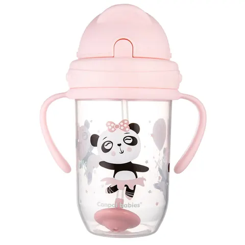 Bidon kubek niekapek z rurką i odważnikiem Exotic Animals Pink, Canpol Babies