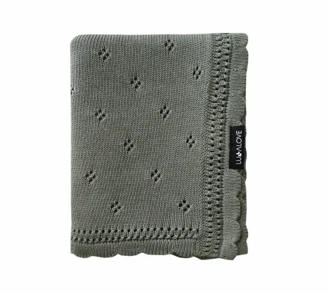 Kocyk ażurowy DAISY - khaki / Lullalove