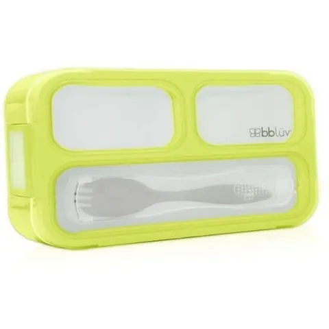 Lunchbox z widelcem Bento, limonkowy / Bbluv