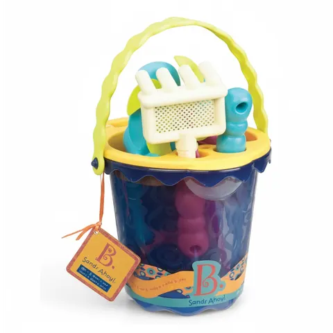 Sands Ahoy! – wiaderko z akcesoriami do piasku NIEBIESKIE / B.Toys BX1330