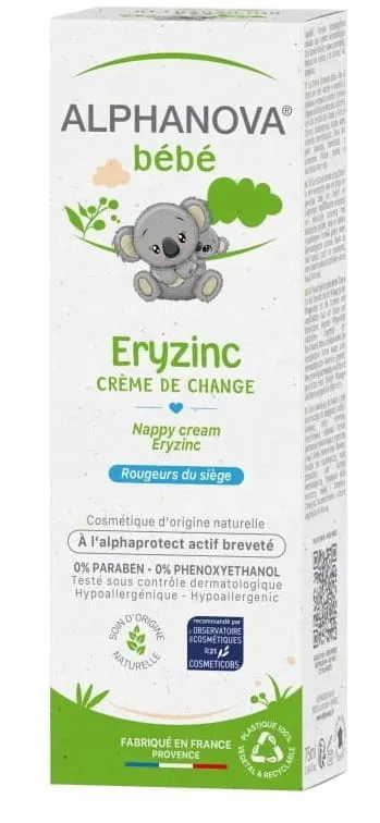 Alphanova Bebe, Krem leczniczy przeciw odparzeniom Eryzinc, 75g