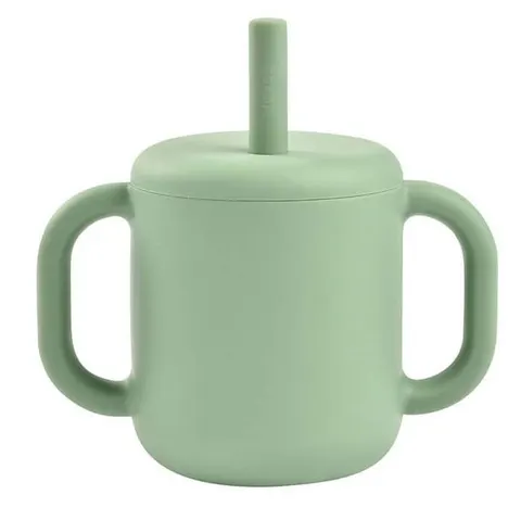 Beaba Silikonowy kubek ze słomką 170 ml Sage Green