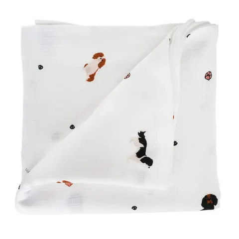 Muślinowy otulacz 100x100 Pieski Cavaliery, Lullalove