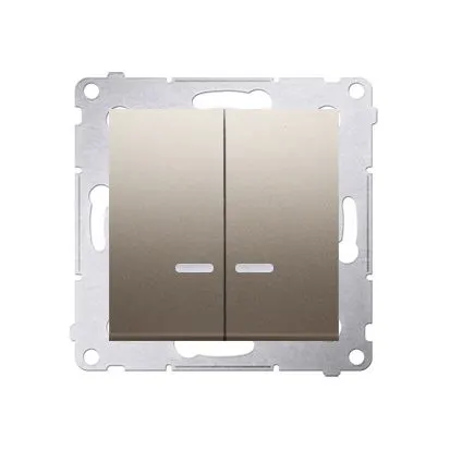 SIMON54 Łącznik świecznikowy z podświetleniem LED i do wersji IP44 (moduł) 10AX, 250V~, szybkozłącza; złoty mat *Posiada wkładkę DU1W