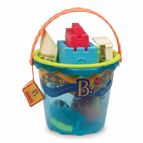 B.Toys: Shore thing Wielkie wiadro do piasku z akcesoriami Niebieskie