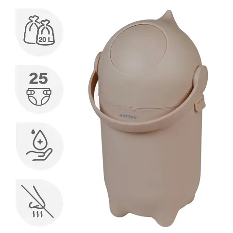NATTOU Kosz na pieluchy Dropy taupe