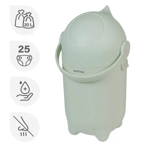 NAttou kosz na zużyte pieluchy Droppy 20l / Zielony