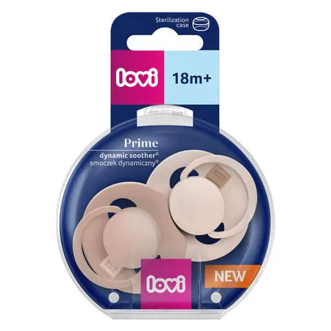 Smoczek silikonowy dynamiczny LOVI Prime 18m+ 2 szt Nude/Blush