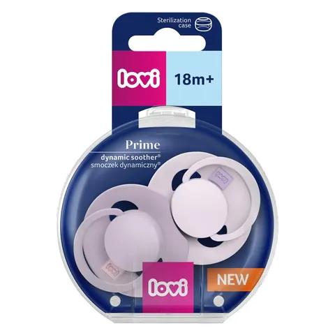 Smoczek silikonowy dynamiczny LOVI Prime 18m+ 2 szt Lilac/Violet