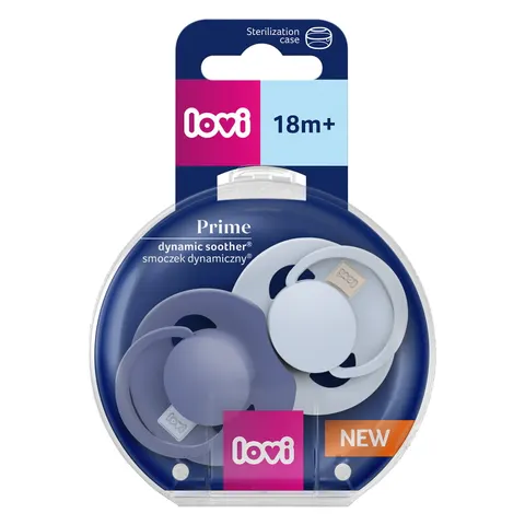 Smoczek silikonowy dynamiczny LOVI Prime 18m+ 2 szt Baby Blue/Blue