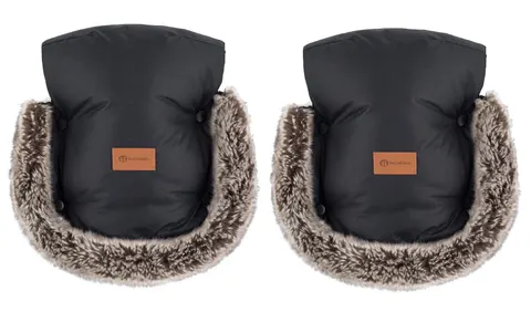 Petite&Mars rękawiczki ocieplacze dłoni do wózka Furry / Forever Black