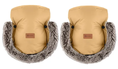 Petite&Mars rękawiczki ocieplacze dłoni do wózka Furry / Elegant Caramel