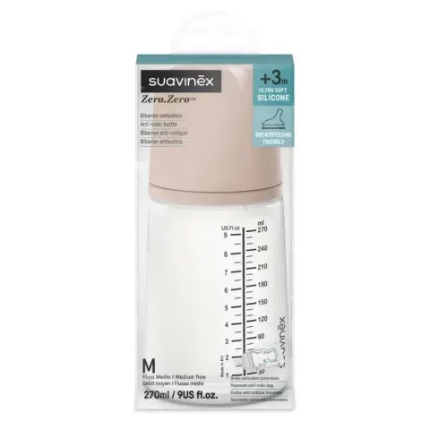 Suavinex butelka ZERO 270ml antykolkowa silikonowa średni przepływ 3m+